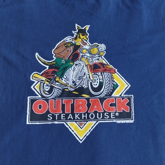 MEDIUM Outback Steakhouse Shirt Y2K Motorcycle Kangaroo Print - Picture 6 of 7